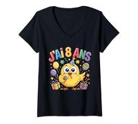 Womens Enfant poulette Enfant 8ans Anniversaire Fille chicken V-Neck T-Shirt