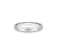 Women's Engagement Ring, Finger Rings for Women Simple Star Design with 0.1ct Round Diamond 14K White Gold Size V 1/2