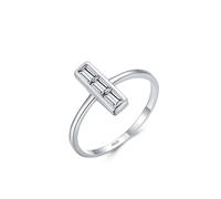 Women'S Engagement Ring Love Ring Crystal 925 Sterling Silver 1.3mm Vertical Zircon Size R 1/2 Gifts for Ladies Mother Classic