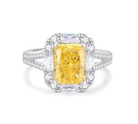 Women's Engagement Ring, Promise Ring Daughter Elegant 2.5ct Citrine with Moissanite 14K White Gold Size H 1/2