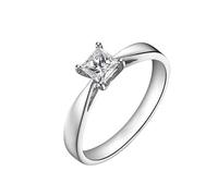 Women's Engagement Ring, Ring for Women Engagement with Princess Cut Diamond 0.4Ct 9K White Gold Size I 1/2