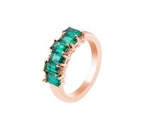 Womens Engagement Ring Rose Gold, Metal Wedding Band Lab Created Emerald Classic Jewelry 9K Rose Gold for Bride Size H 1/2