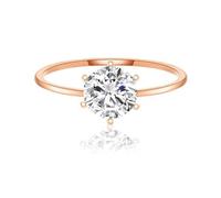 Womens Engagement Ring Rose Gold, Wedding Bands Moissanite Solitaire 6 Prongs Jewelry 9K Rose Gold for Bride Size J 1/2