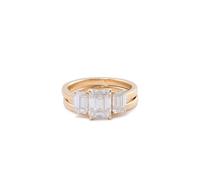 Womens Engagement Ring Unique 14K Gold Rings Yellow Moissanite Rectangular Size H 1/2 Elegant for Aunt Birthday Jewelry