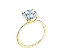 Women's Engagement Rings 14K Gold, Wedding Ring 585 Yellow Gold with White Round Shape Moissanite with Jewelry Box Size S 1/2