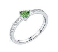 Women's Engagement Rings, Middle Finger Rings Delicate with Green Triangle Shape Peridot 9K White Gold Size M 1/2