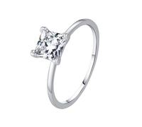 Women's Engagement Rings Vintage, Wedding Bands 9K White Gold Round with White Square Shape Moissanite Comfort Fit Size I 1/2