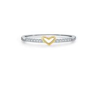 Women's Engagement Rings, White Gold Rings for Women Fashion 14K Heart Inlaid Stones with Round Shape Moissanite Size H 1/2