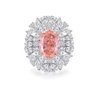 Women's Engagement Rings with Lab Grown Padparadscha, Solid 9K Real Gold Wedding Ring Bands Large 3ct Lab Grown Padparadscha White Gold Promise Band with Moissanite for Women Size O 1/2