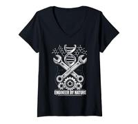 Women's Engineer By Nature Engineering DNA Mechanical Wrench Gear V-Neck T-Shirt