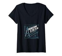 Women's Engineering is The Plan Blueprint V-Neck T-Shirt