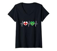 Womens England And Brazil Brazilian Brazil Flag Flags V-Neck T-Shirt