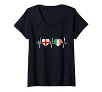 Womens England And Ireland Irish Flag Flags V-Neck T-Shirt