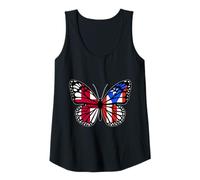 Womens England and Puerto Rico Butterfly Half English Boricua Roots Tank Top