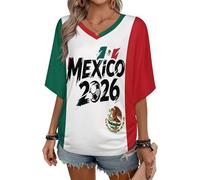 Women's England Football Shirt 2026,Soft V Neck Ladies Soccer Top, Lightweight Training Jersey with Novelty Print, Classic World Cup Tshirt for Match Day Fan Outfit