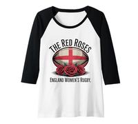 Womens England Rugby English Flag Rugby England women The Red Roses Raglan Baseball Tee