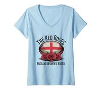 Womens England Rugby English Flag Rugby England women The Red Roses V-Neck T-Shirt