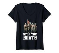 Womens English Crusaders Stop The Boats V-Neck T-Shirt