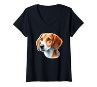 Womens English Foxhound Dog Portrait V-Neck T-Shirt