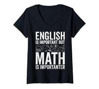 Womens English is Important but Math is Importanter - Math Teacher V-Neck T-Shirt