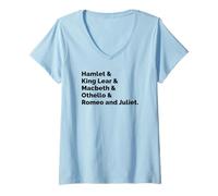 Womens English Literature Fan Teacher Student William Shakespeare V-Neck T-Shirt