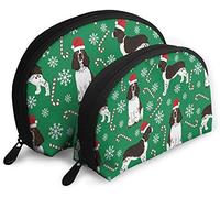 Womens English Springer Spaniel Santa Christmas Travel Cosmetic Bags Waterproof 2PC Makeup Clutch Pouch Cosmetic and Toiletries Organizer Bag Portable Travel Toiletry Pouch Girls