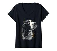 Womens English Springer Spaniel V-Neck T-Shirt