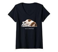Women's English Springer Spaniel Yoga Dog Day 3 Attempting V-Neck T-Shirt
