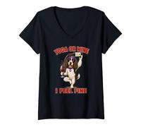 Women's English Springer Spaniel Yoga or Wine I Feel Fine - DIGOR V-Neck T-Shirt