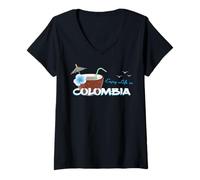 Womens Enjoy Life in Colombia South America Vacation Souvenir V-Neck T-Shirt