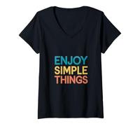 Womens Enjoy Simple-Things Positive Mindful Lifestyle V-Neck T-Shirt