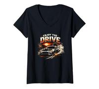 Women's Enjoy The Drive Car Motion Road Freedom Design V-Neck T-Shirt