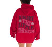 Women's Enjoy The Little Things Cute Sweatshirts and Hoodies Trendy Graphic 2025 Goth with Hood Sweaters for Teens Loose Casual Letter Vintage Clothes Pullover Hoodies Comfort Anime Red