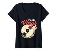 Womens Enjoy Vinyl It's The Real Thing Music Groove V-Neck T-Shirt