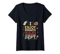 Women's Enjoying Romantic Walk Through The Meat Dept Classic Vintage V-Neck T-Shirt