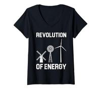 Womens Environmental REVOLUTION OFF ENERGY FUNNY Energy V-Neck T-Shirt