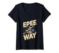 Women's Epee is The Way Funny Fencing Epee Sword V-Neck T-Shirt