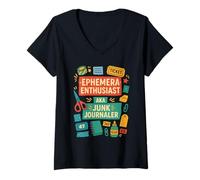 Womens Ephemera Junk Journal Scrapbooking V-Neck T-Shirt