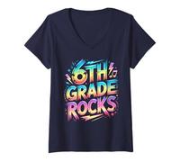 Women's Epic 6TH Grade Rocks Last Day Choir Teacher Future Heroes V-Neck T-Shirt