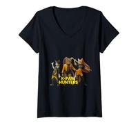Womens Epic Cat Warriors Parody Retro Synthwave Aesthetic V-Neck T-Shirt