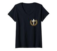 Womens Epic Christian Cross Symbol - Jesus Cross V-Neck T-Shirt