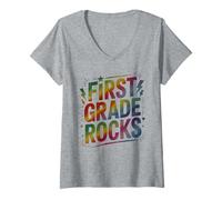 Women's Epic First Grade Rocks Last Day Choir Teacher Crew I Teach V-Neck T-Shirt