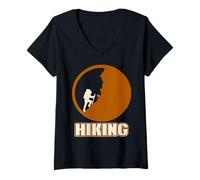 Womens Epic Hiking Mountain Climbing Outdoor Adventure Trek V-Neck T-Shirt