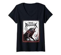 Womens Epic Norse Wolf Fenrir The Howl of Ragnarok Viking Spirit V-Neck T-Shirt