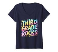 Women's Epic Third Grade Rocks Last Day Choir Teacher Future Heroes V-Neck T-Shirt