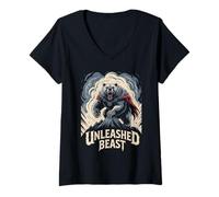 Womens Epic Viking Berserker - Nordic Mythology - Unleashed Beast V-Neck T-Shirt