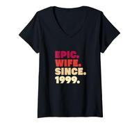 Women's Epic Wife Since 1999 22nd Wedding Anniversary Vintage V-Neck T-Shirt