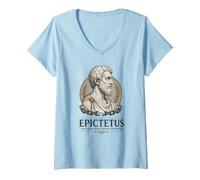 Women's Epictetus Stoic Philosopher Ancient Greek Wisdom Portrait V-Neck T-Shirt