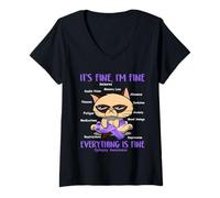 Womens Epilepsy Awareness Cat Your Battle is My Battle Gift' V-Neck T-Shirt