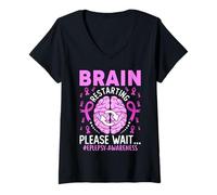 Women's Epilepsy Awareness Funny Brain Restarting Please Wait V-Neck T-Shirt
